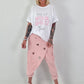 Stylische Hose im Knit-Look - rosa