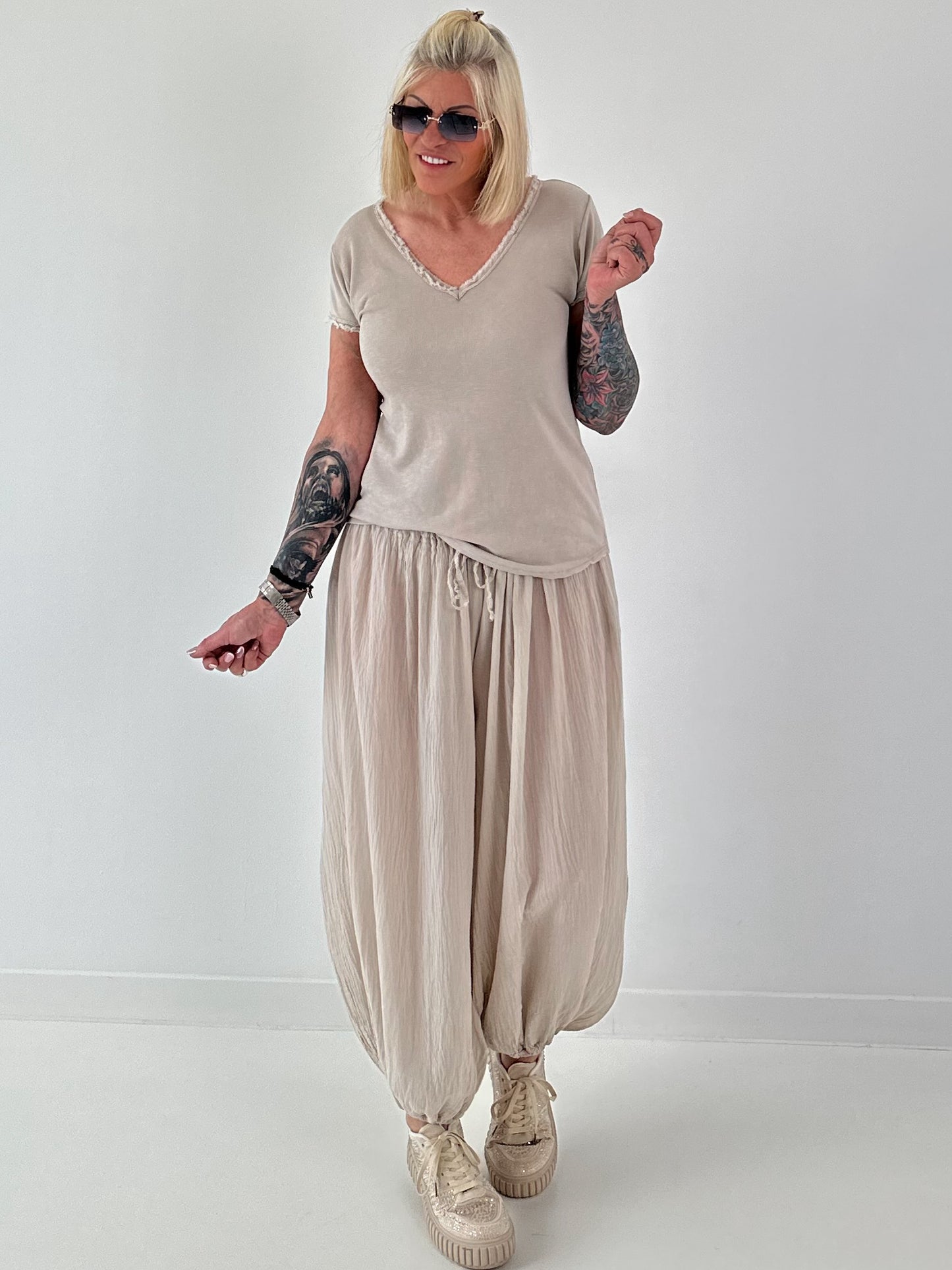 Ripp T-Shirt -  beige