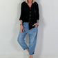 Sequin and crochet detail blouse - black