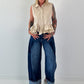 Ärmellose Bluse mit Volants  - beige