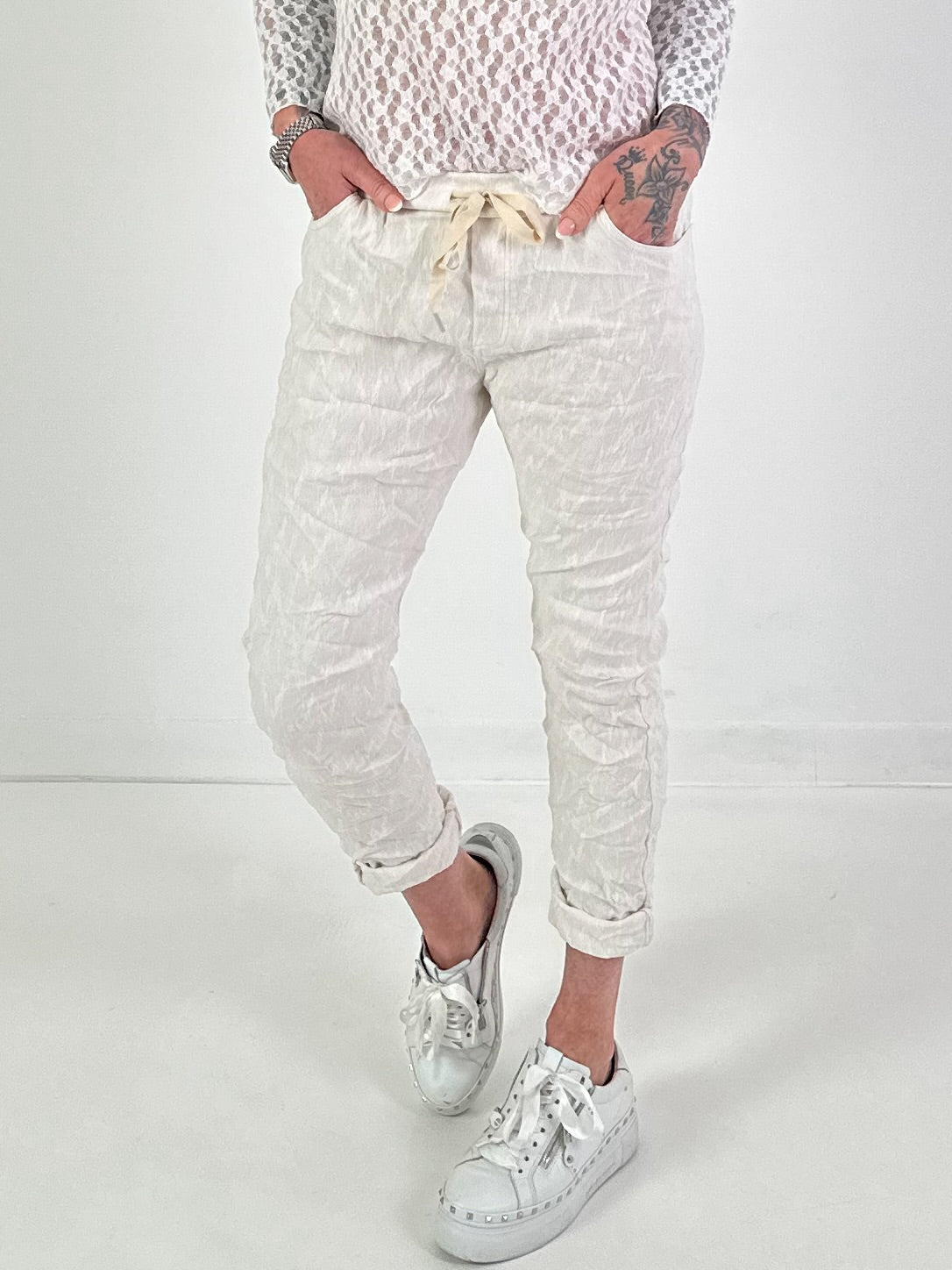 Hose mit Muster - beige