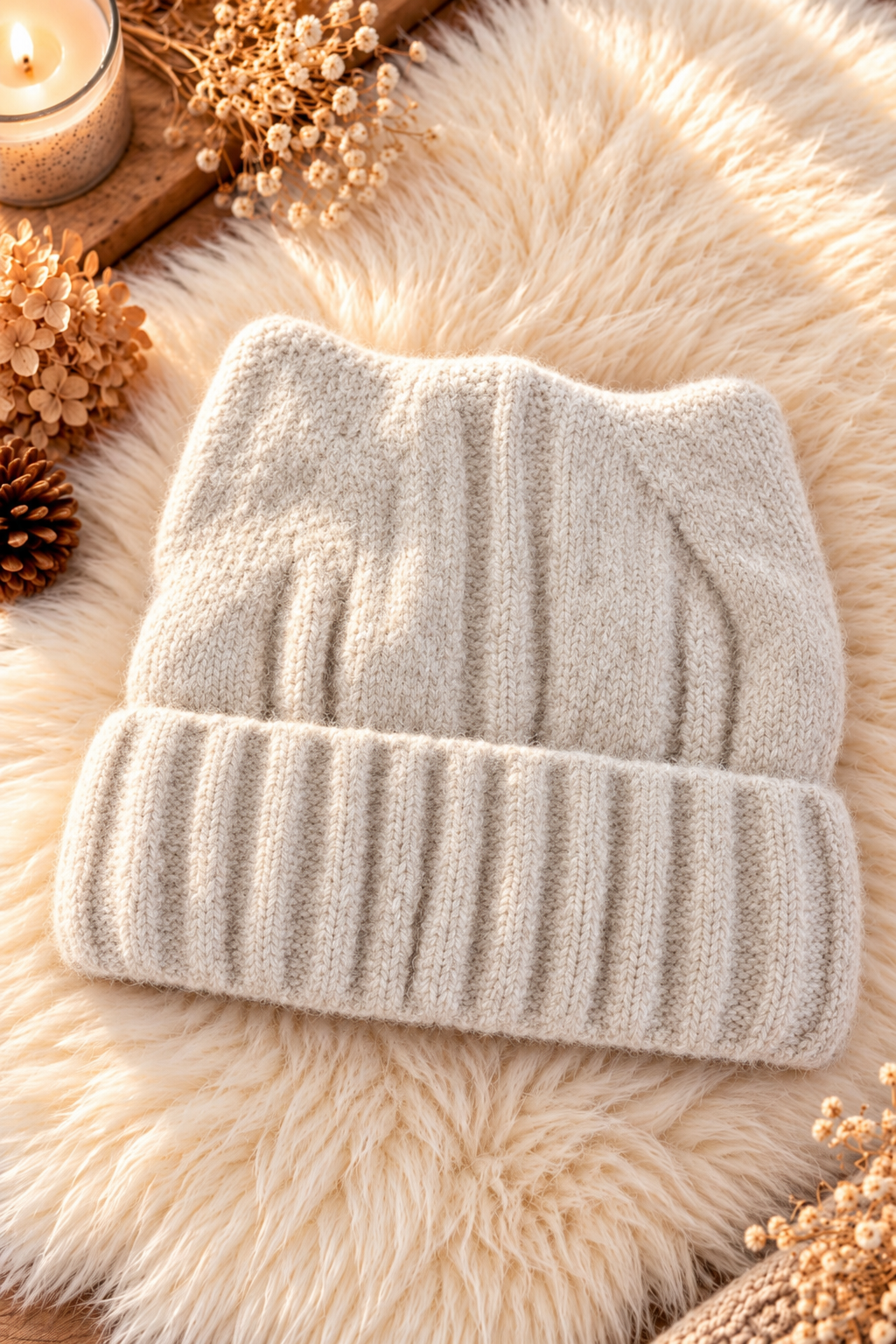 Kuschelige Strickmütze - beige