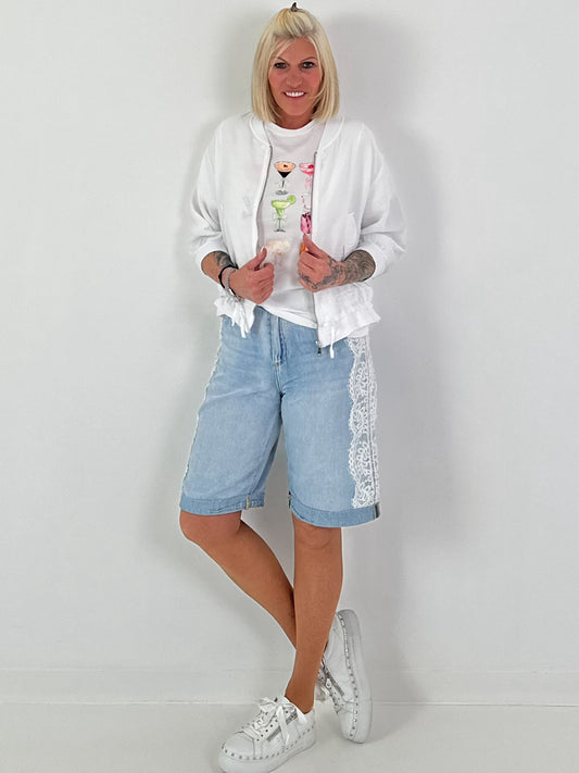 Leichter Blouson mit Bindedetail - weiss