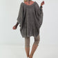Leinen Poncho Jacke - taupe