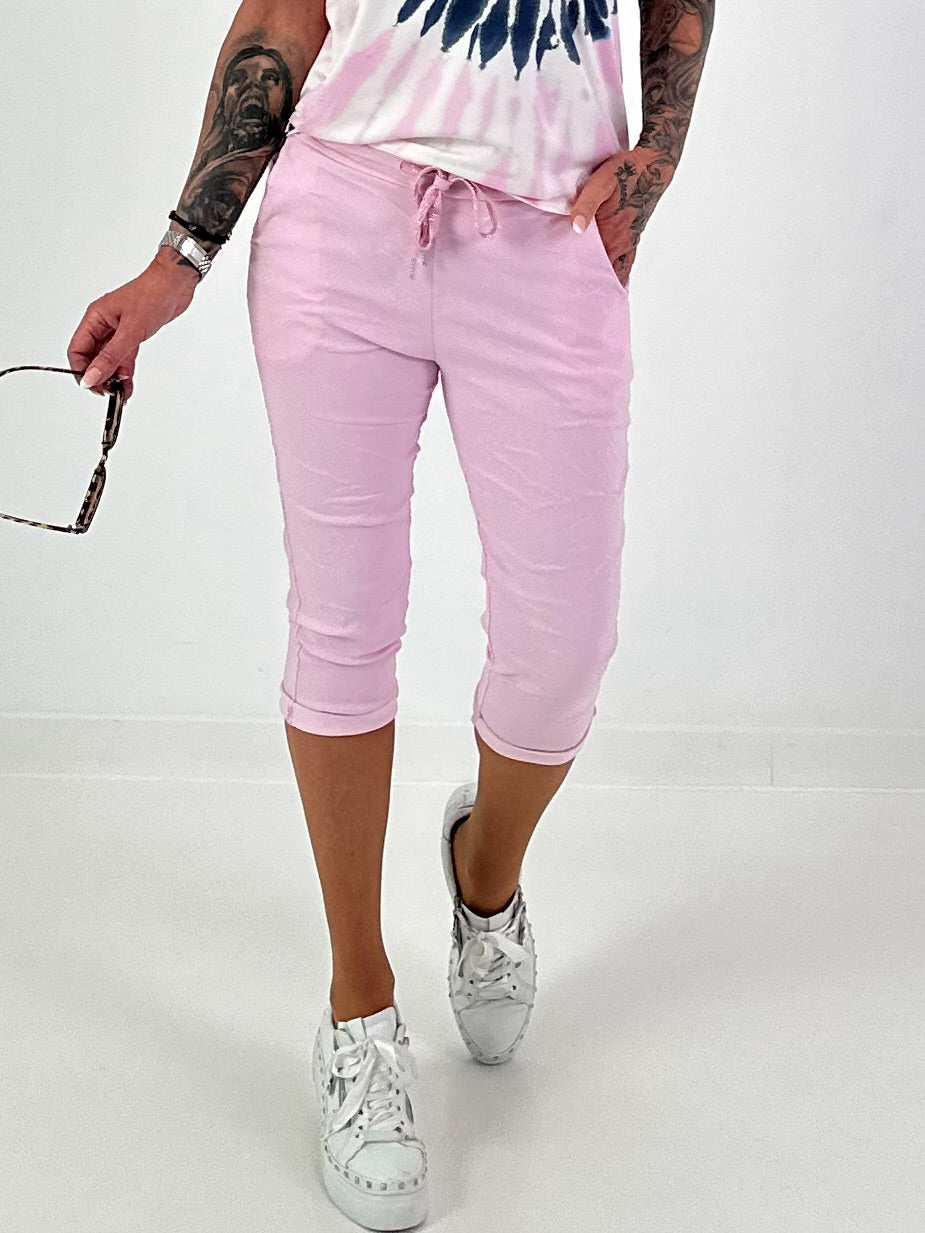Capri Pants with Tie Waist - pink