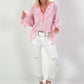Oversized Tunika mit Vichy Muster - rosa-weiss