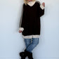 Oversized Long-Strickjacke mit Streifen - mokka-beige