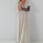 Maxi Kleid mit fransigen Abschlüssen - beige