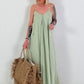 Dress with decorative straps and striped pattern - khaki