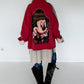 Oversized Jeansjacke mit Pailletten - used-red (lieferbar ab ca. 01.09.26)