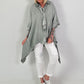Oversized Bluse asymmetrisch mit Krawatte - khaki