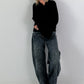 Weicher Pullover mit stylischen Trompetenärmeln - schwarz