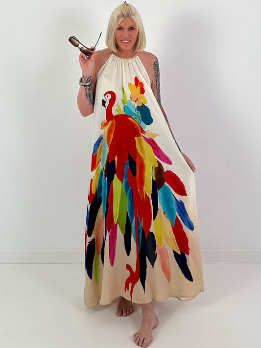 Kleid mit Print und Farbverlauf - beige-mehrfarbig