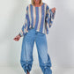 Häkelshirt mit Muster - blau-türkis-mehrfarbig