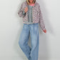 Short quilted jacket Leo - beige-pink
