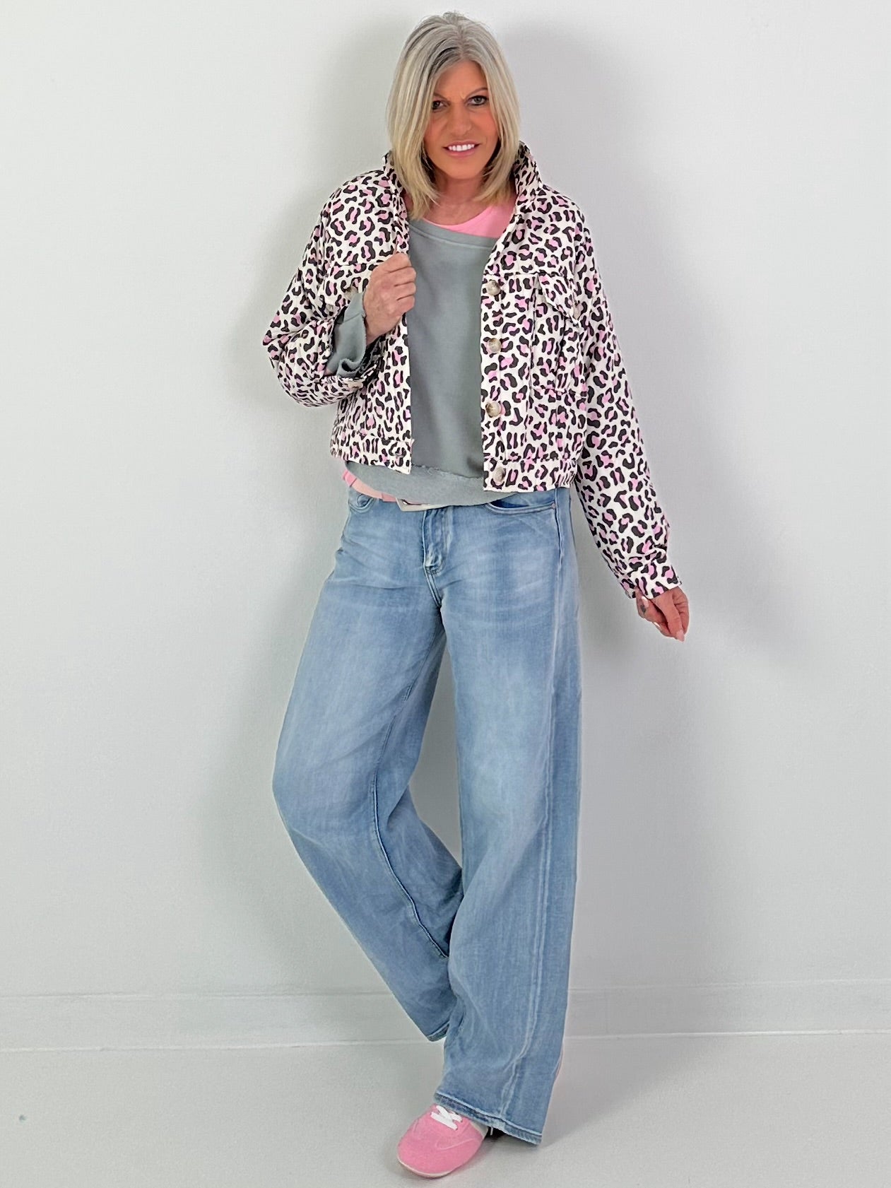 Short quilted jacket Leo - beige-pink