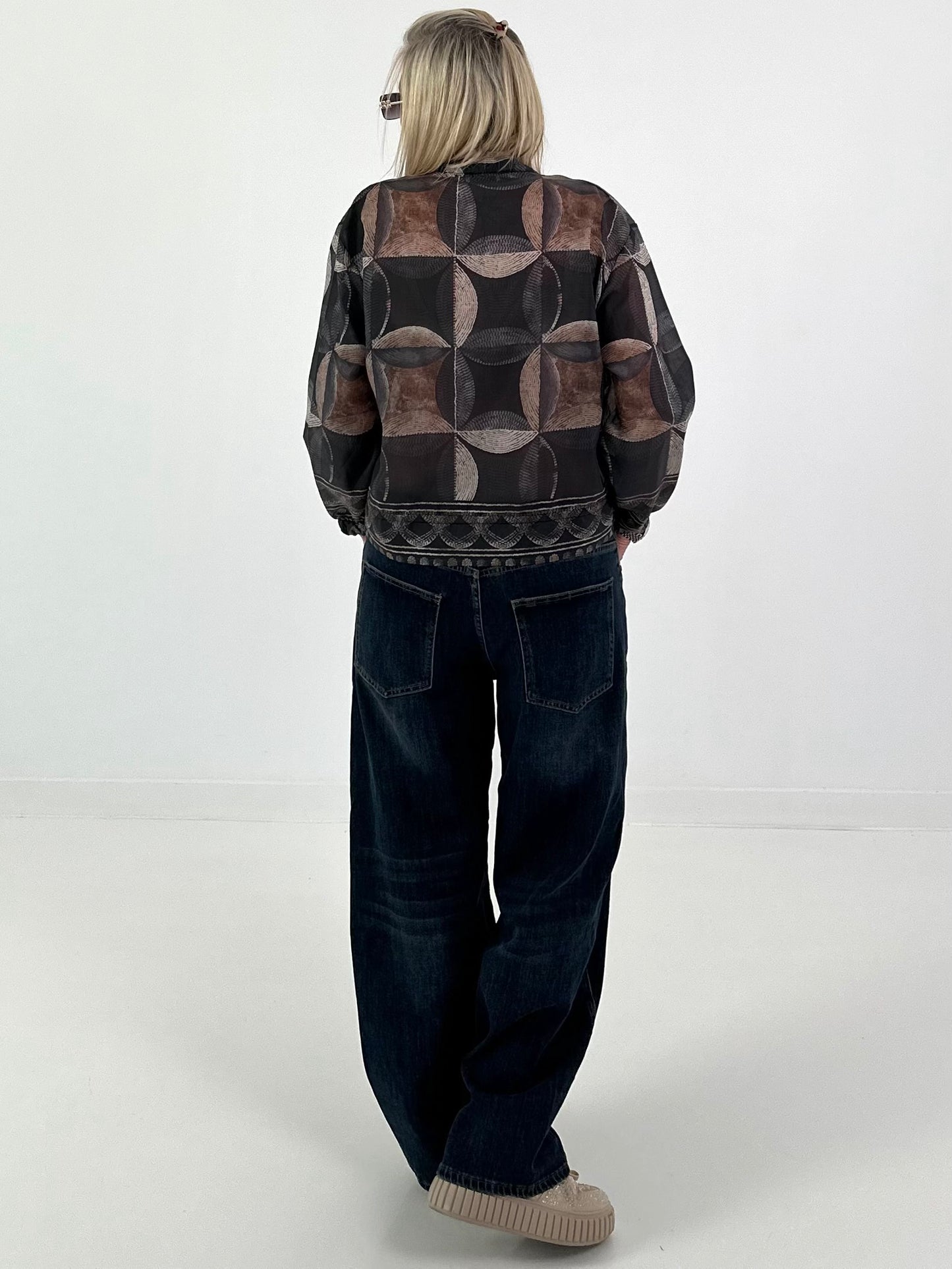 Blusenjacke mit Muster - anthrazit