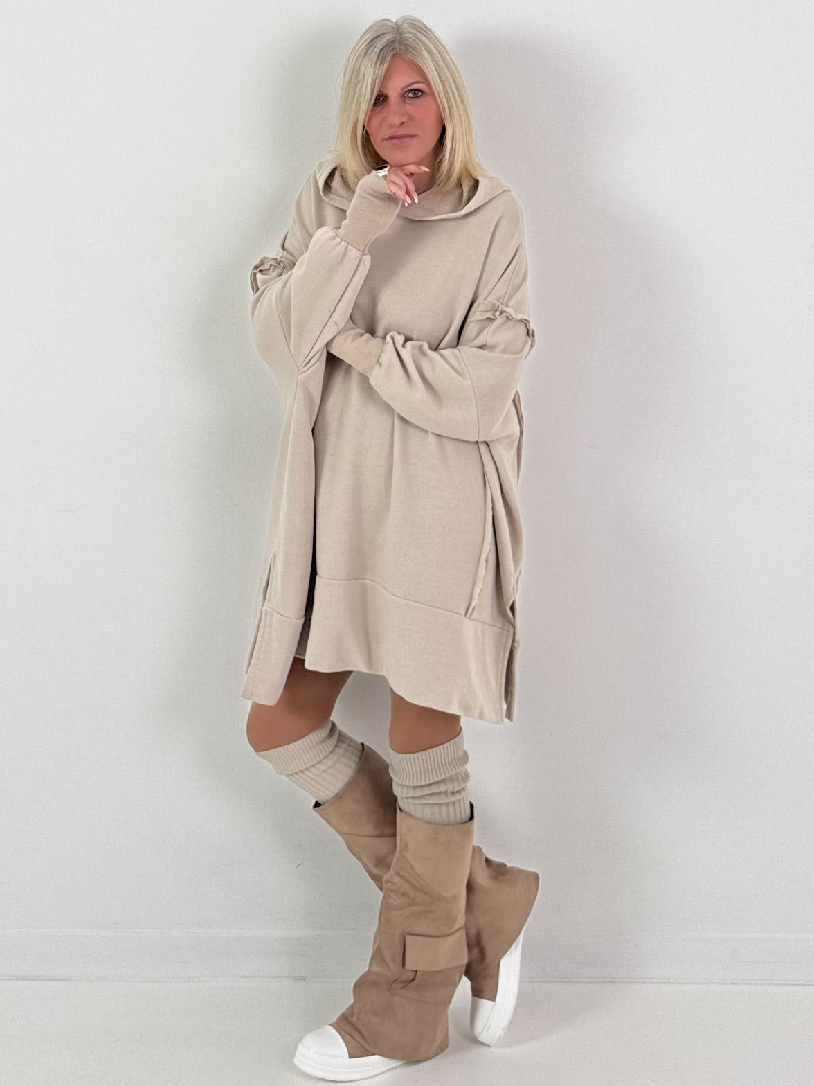 Oversized hoodie model "Rockwave" - ​​beige