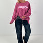 Sweatshirt with happy print - berry
