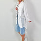 Oversized Leinen-Military Blazer - weiss