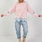 Sweatshirt Modell "Rosé Lace Whisper" - rosa