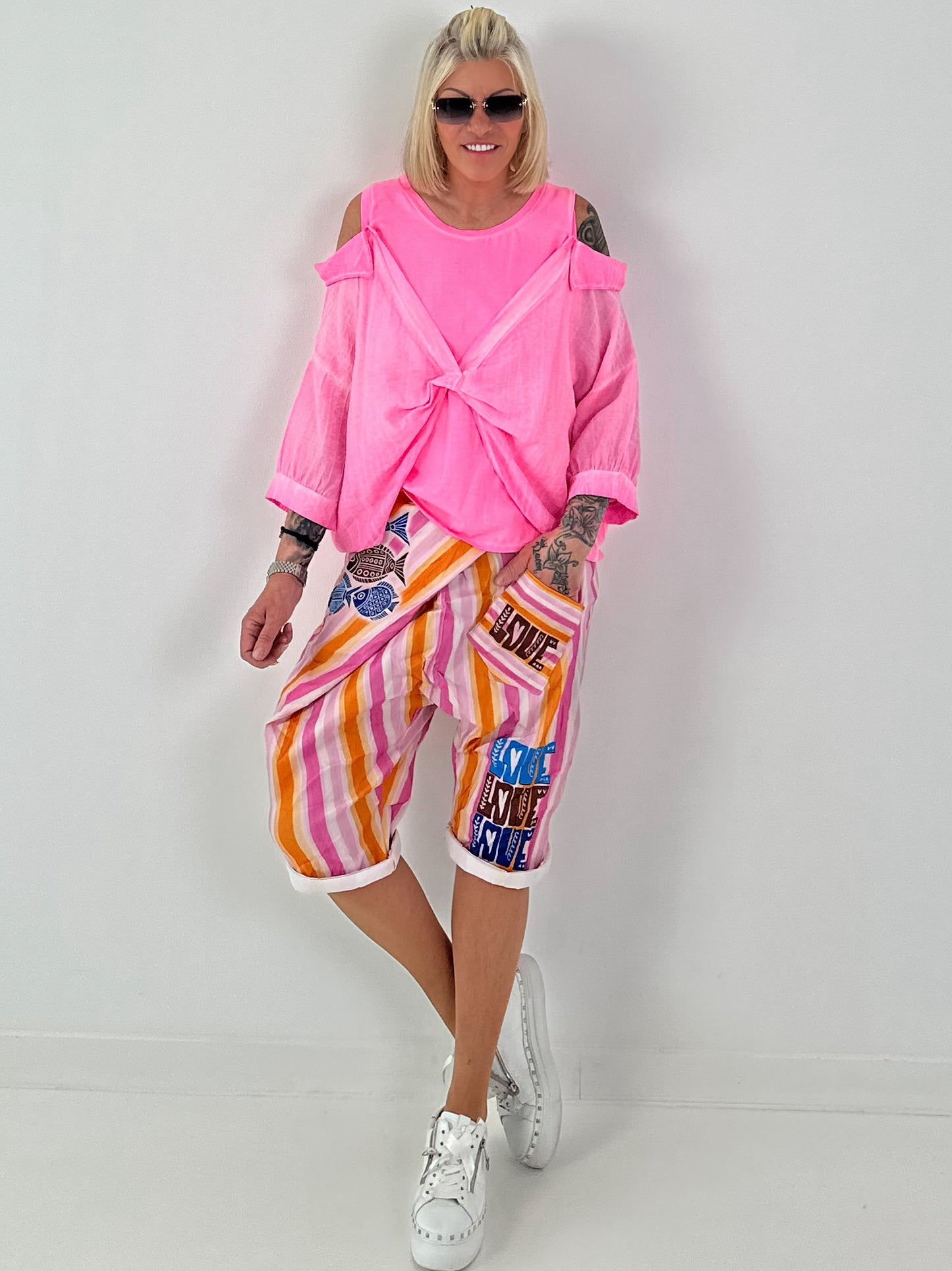 Tunika mit integrierten Top - neonpink