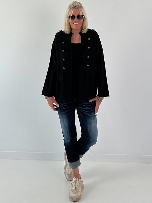 Leichte Jacke im Military Look - schwarz