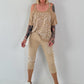 Capri Hose mit Leo Strass - sand