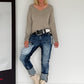 Basic Shirt mit V-Ausschnitt - taupe