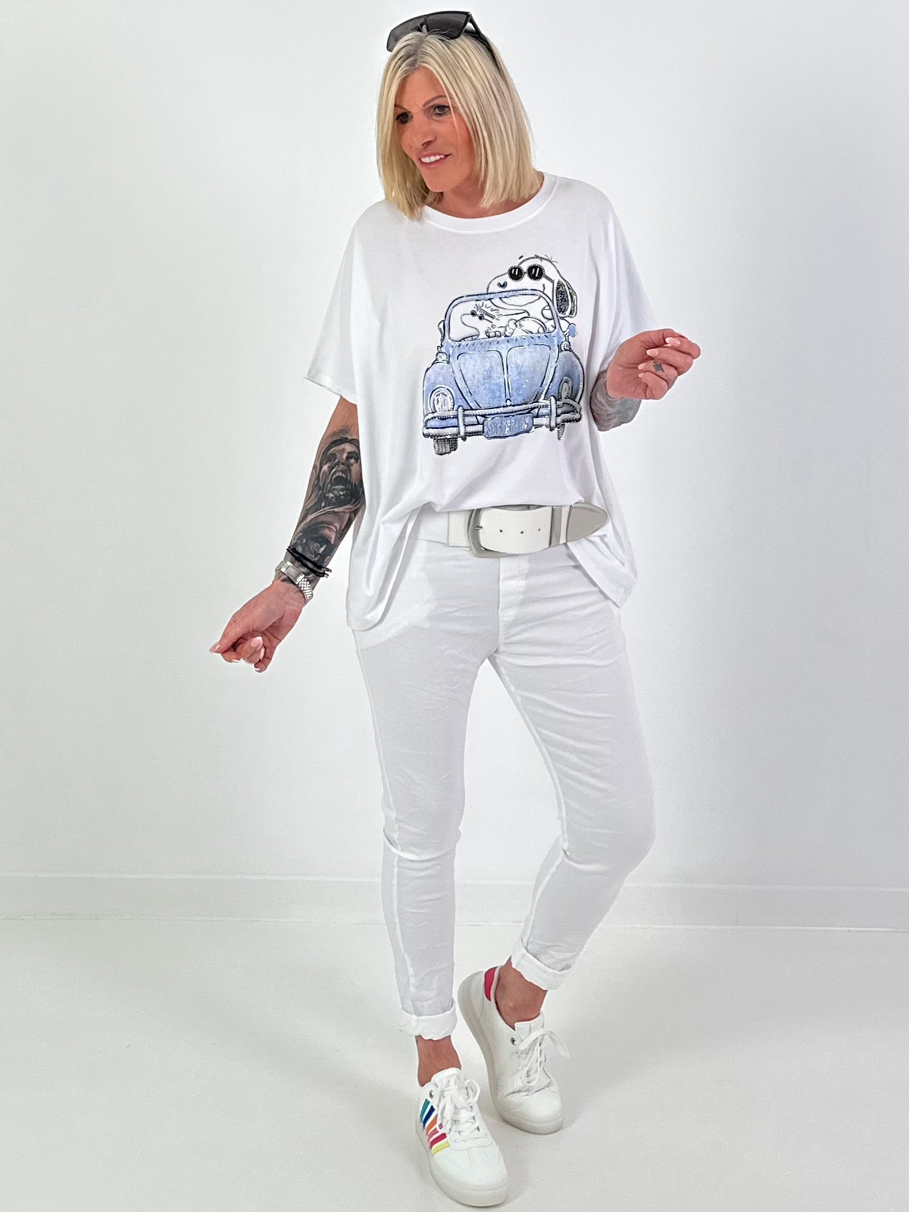 T-Shirt Car - white-light blue