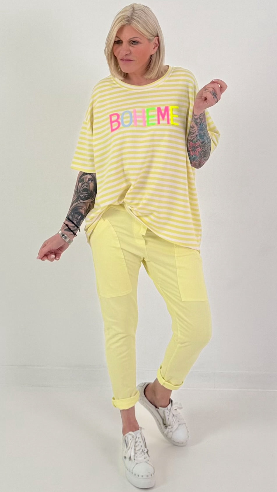 T-Shirt Boheme - gelb-weiss
