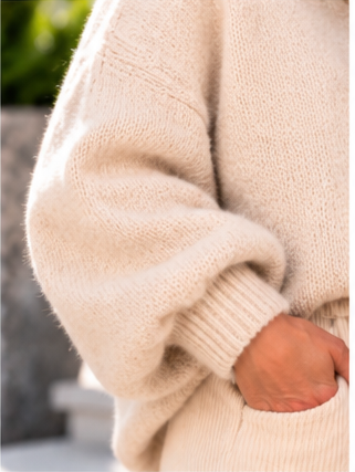 Kuschelig kastiger Pullover - beige