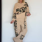 Zweiteiler mit Camouflage-Muster- beige-mehrfarbig