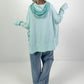 Oversized hoodie with lace hood - mint