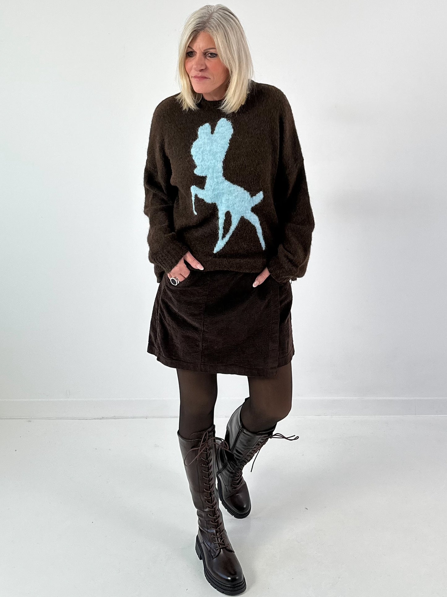 Sweater model "Nala" - coffee-ice blue