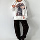 Stylisches Sweatshirt  mit großem Patch Dog - weiss