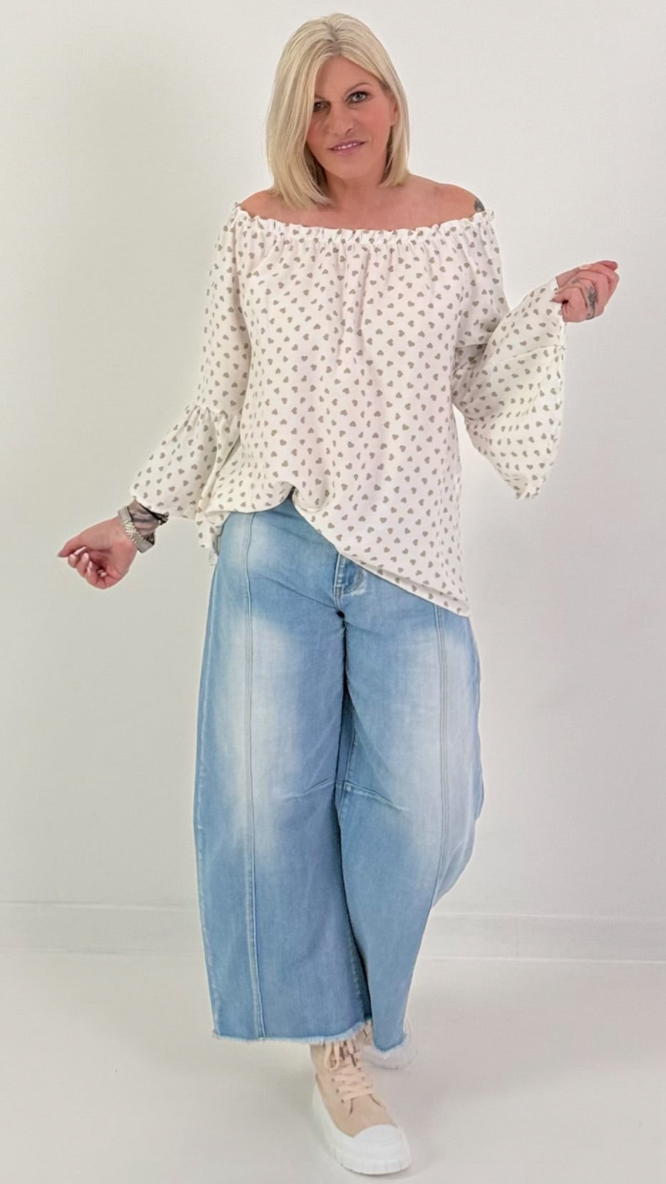 Tuniek met hartjes - wit-beige