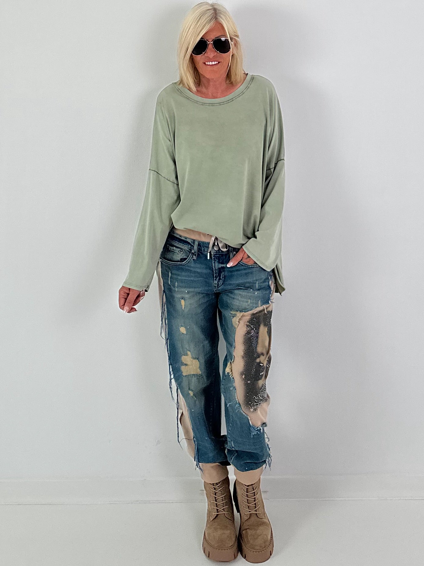 Oversized Shirt stone washed - khaki