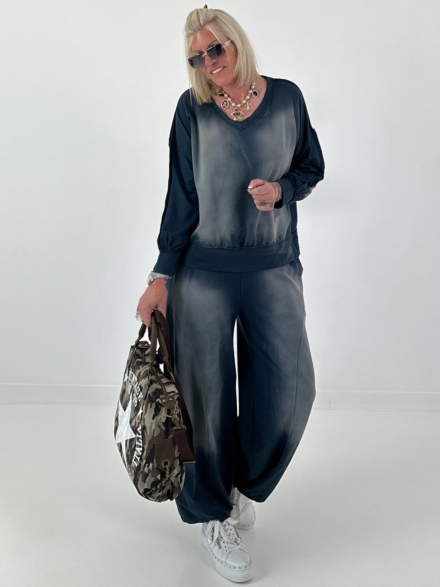 Lässiges Sweatshirt im Used-Look - anthrazit