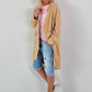 Linen short coat with eyelets - camel