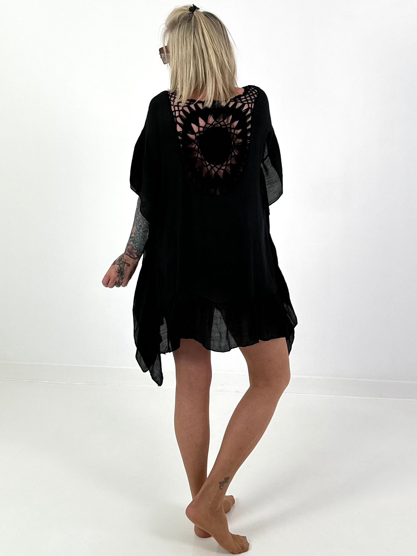 Ibiza Tunic with Crochet Insert - Black