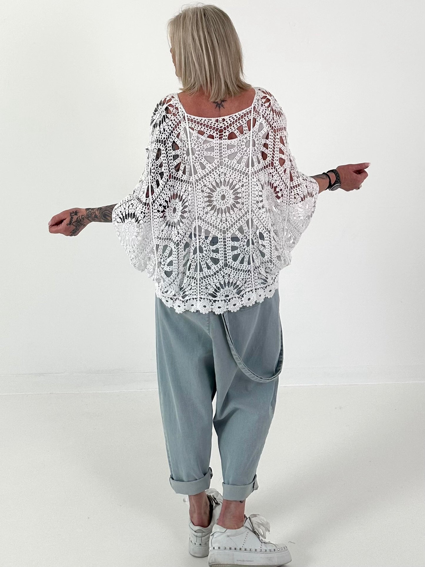 Häkelshirt mit Top - weiss