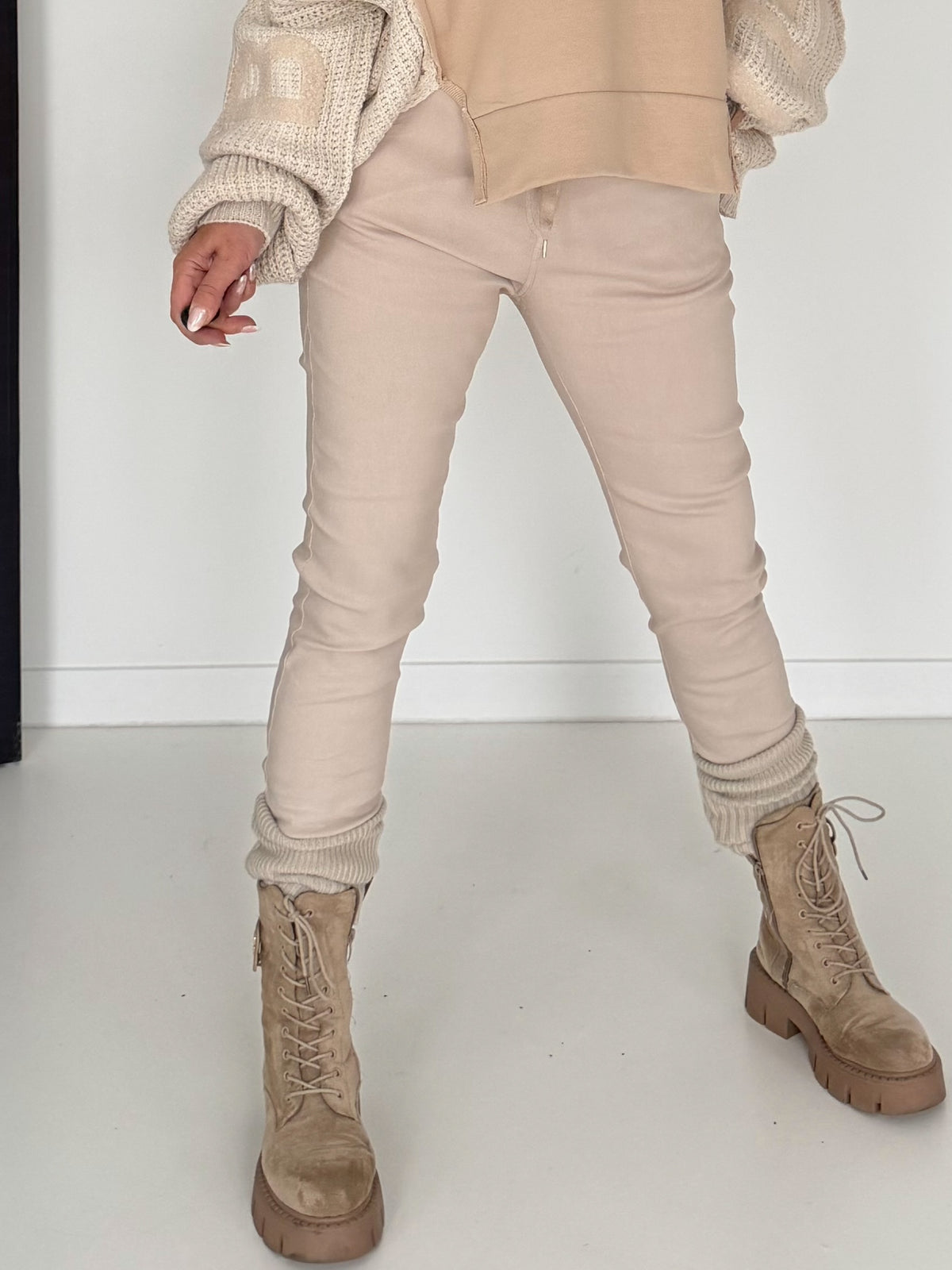 Hose mit elastischem Bündchen - beige