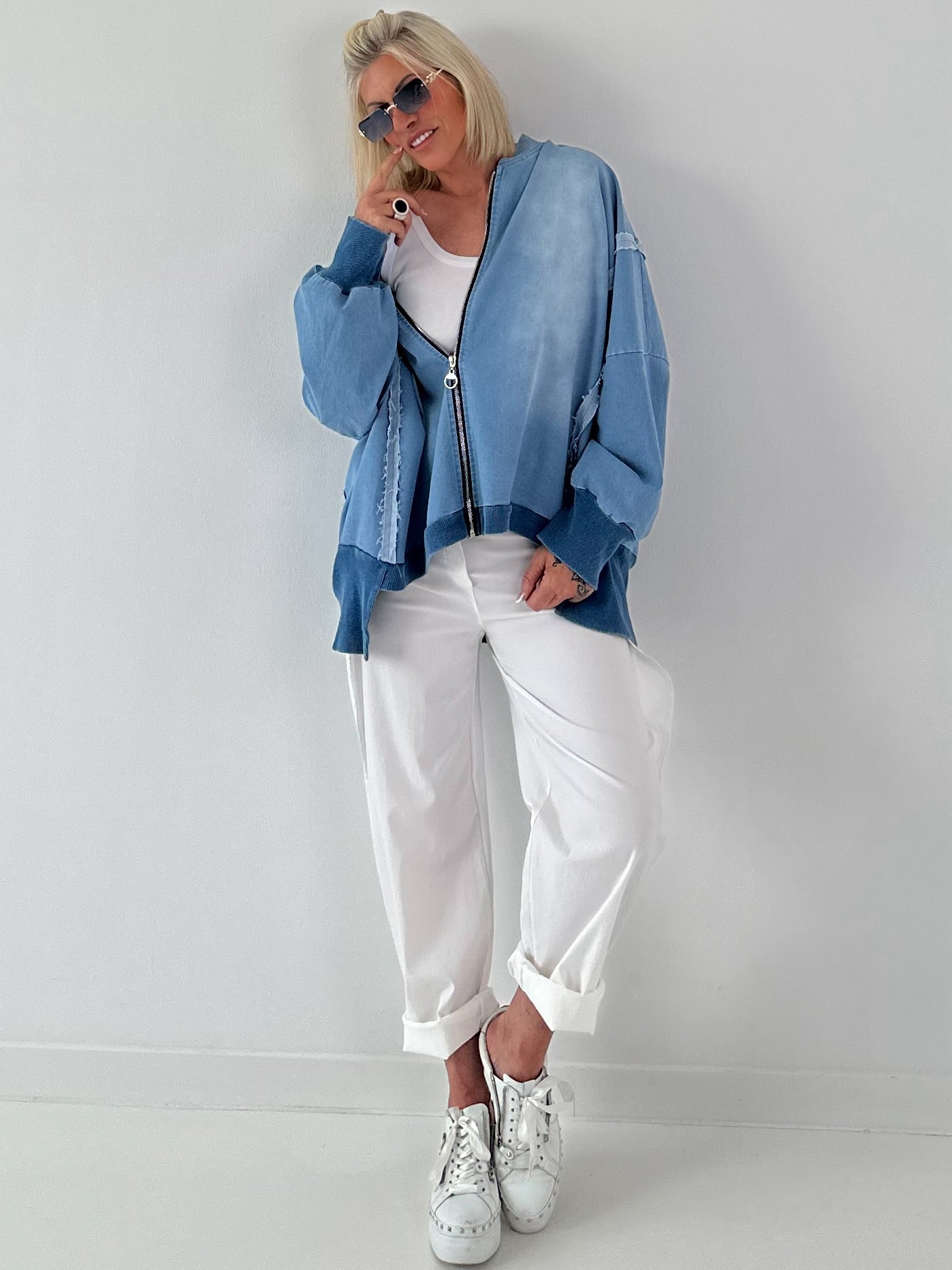 Oversized Jeansjacke - hellblau