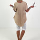 Pleated shirt with ruffled sleeves - beige
