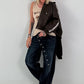 Stylish pilot jacket in a leather look - mocha
