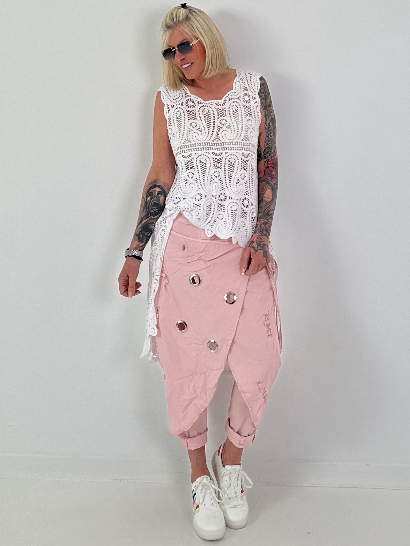 Stylische Hose im Knit-Look - rosa