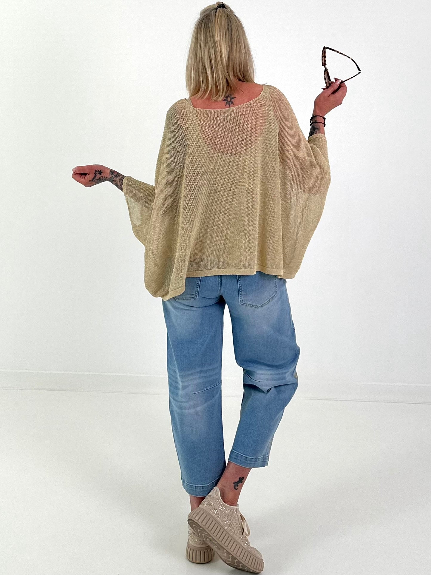 Strickpulli mit Lurex - beige