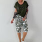 T-Shirt in edlem Materialmix - oliv