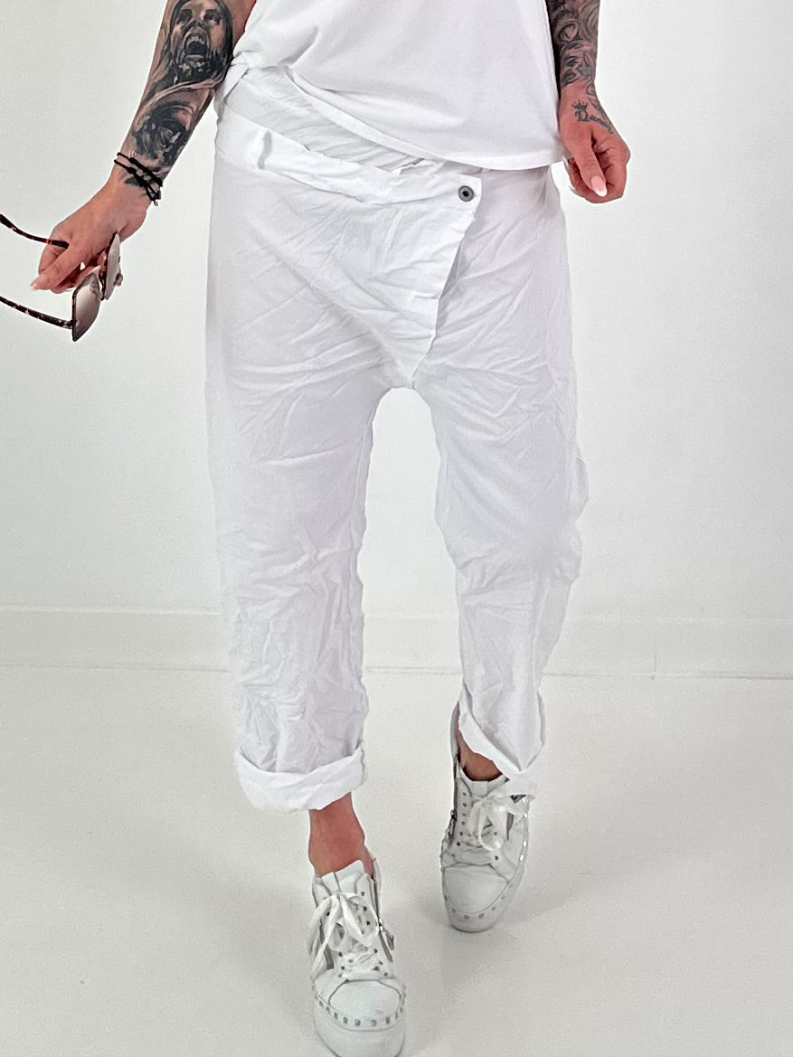 Baggy Hose im Layering Look - weiss